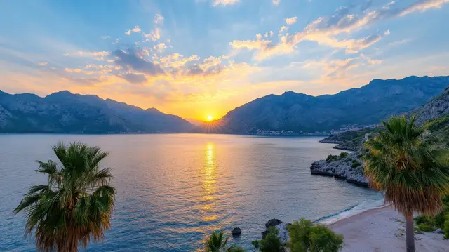 Puesta de sol en la Bahía de Kotor